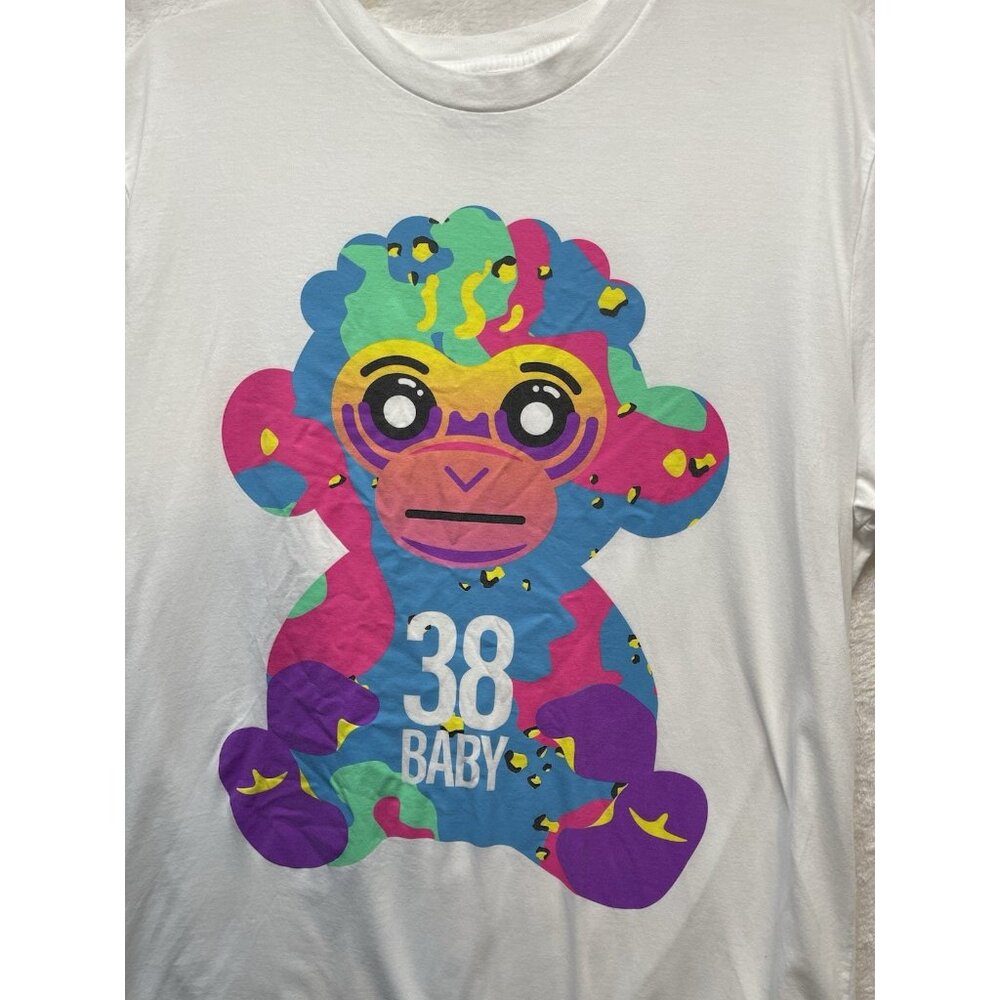 Never Broke Again Men’s T-Shirt 38 Baby Monkey Graphic Tee White Colorful Sz XL
